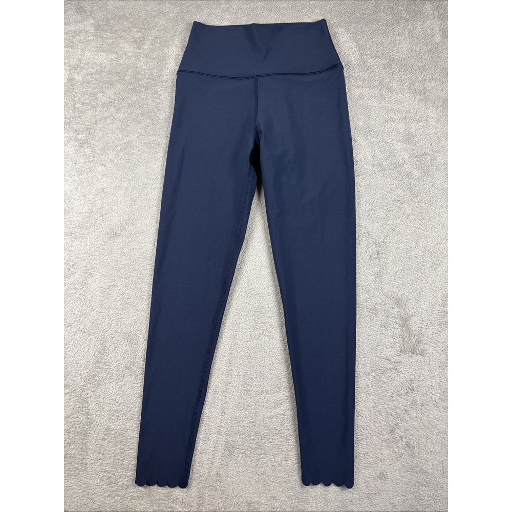 AQUA Athletic Women's High Rise 7/8 Scalloped Opening Leggings Navy Size‎ XS